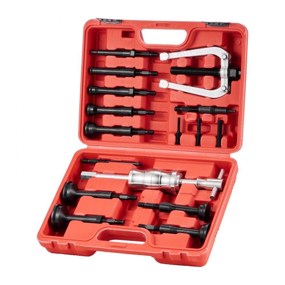 VEVOR Blind Hole Bearing Puller Set, 16-in-1 Inner Bearing Race and Seal Extractor Kit, 16 PCS Slide Hammer Pilot Insert Inner Internal Bearing Removal Tool Set with 10 Split Collets and Counterstay