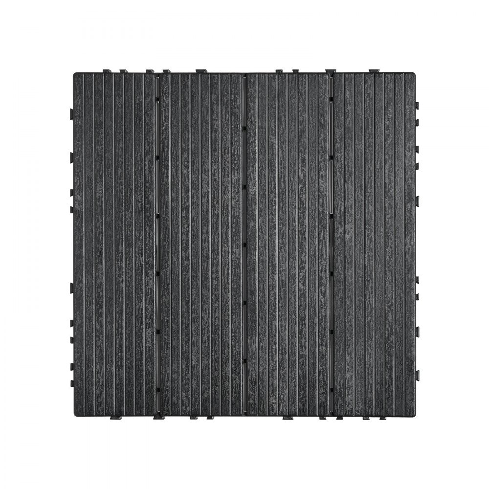 VEVOR Interlocking Deck Tiles, 36 Pack,11.6"x11.6" 36 sq. ft Plastic Waterproof Outdoor Flooring All Weather Use, Patio Floor Decking Covering Tiles for Porch Poolside Balcony Backyard, Dark Grey