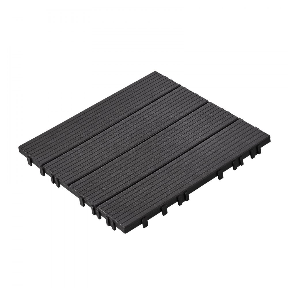 VEVOR Interlocking Deck Tiles, 36 Pack,11.6"x11.6" 36 sq. ft Plastic Waterproof Outdoor Flooring All Weather Use, Patio Floor Decking Covering Tiles for Porch Poolside Balcony Backyard, Dark Grey