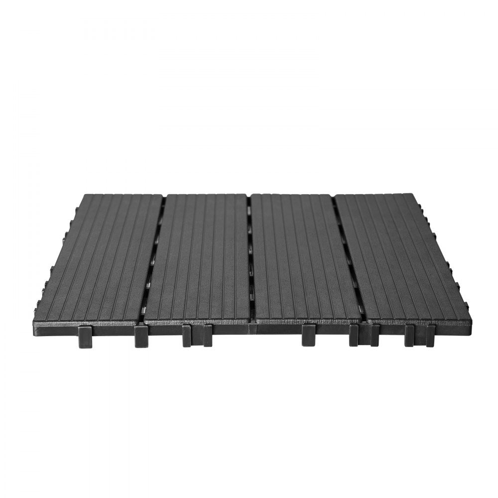 VEVOR Interlocking Deck Tiles, 36 Pack,11.6"x11.6" 36 sq. ft Plastic Waterproof Outdoor Flooring All Weather Use, Patio Floor Decking Covering Tiles for Porch Poolside Balcony Backyard, Dark Grey