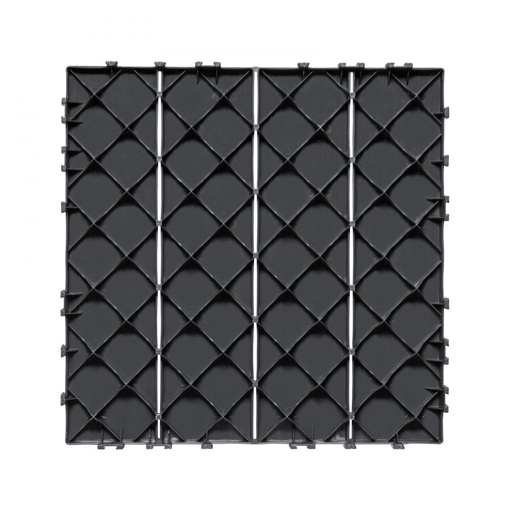 VEVOR Interlocking Deck Tiles, 36 Pack,11.6"x11.6" 36 sq. ft Plastic Waterproof Outdoor Flooring All Weather Use, Patio Floor Decking Covering Tiles for Porch Poolside Balcony Backyard, Dark Grey