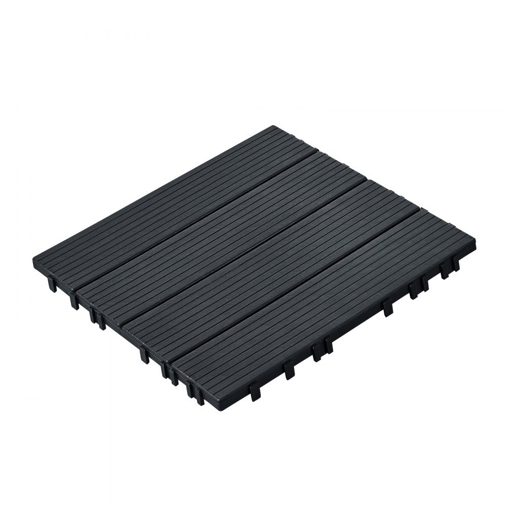 VEVOR Interlocking Deck Tiles, 10 Pack,12"x12" 10 sq. ft Plastic Waterproof Outdoor Flooring All Weather Use, Patio Floor Decking Covering Tiles for Porch Poolside Balcony Backyard, Dark Grey