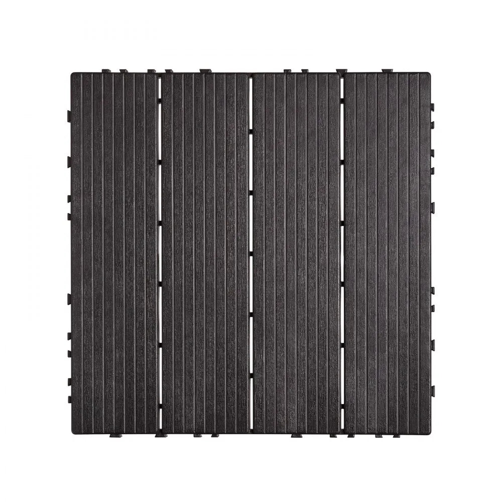 VEVOR Interlocking Deck Tiles, 36 Pack,11.6"x11.6" 36 sq. ft Plastic Waterproof Outdoor Flooring All Weather Use, Patio Floor Decking Covering Tiles for Porch Poolside Balcony Backyard, Dark Brown