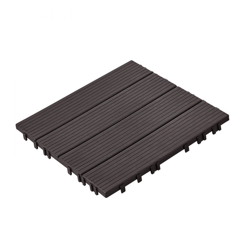 VEVOR Interlocking Deck Tiles, 54 Pack,12"x12" 54 sq. ft Plastic Waterproof Outdoor Flooring All Weather Use, Patio Floor Decking Covering Tiles for Porch Poolside Balcony Backyard, Dark Brown