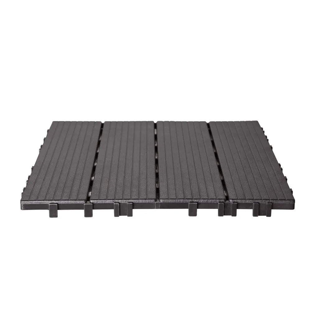 VEVOR Interlocking Deck Tiles, 54 Pack,12"x12" 54 sq. ft Plastic Waterproof Outdoor Flooring All Weather Use, Patio Floor Decking Covering Tiles for Porch Poolside Balcony Backyard, Dark Brown