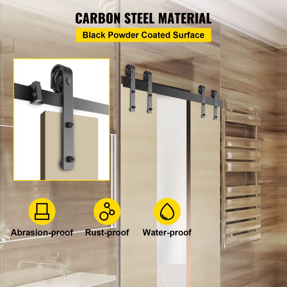 VEVOR Sliding Barn Door Hardware Kit, 10FT Barn Door Kit, 330LBS Load-Bearing Double Barn Door Hardware Kit, Carbon Steel Barn Door Track, Darn Door for 1.37-1.77\" Thickness & 5FT Wide Door Panel