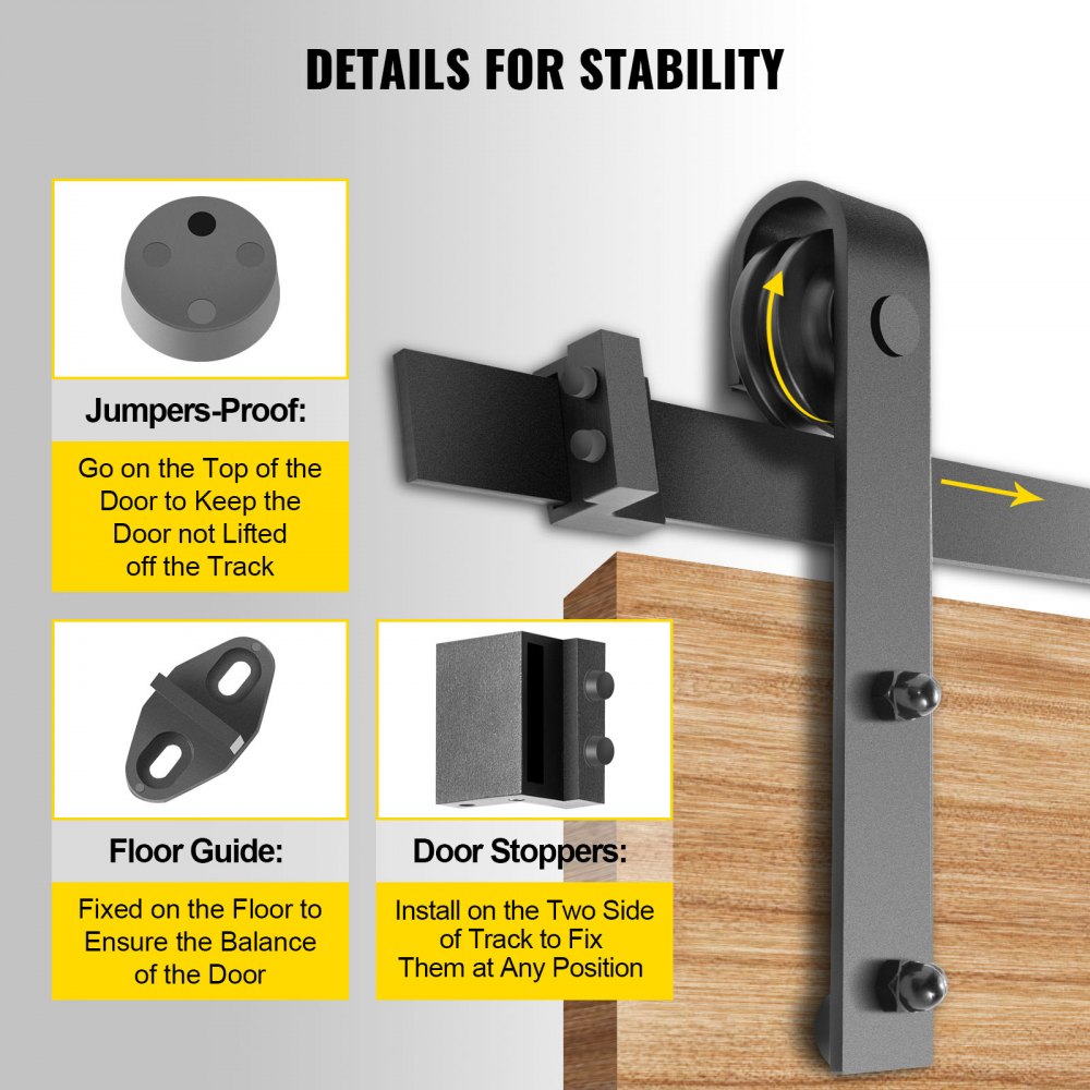 VEVOR Sliding Barn Door Hardware Kit, 11FT Barn Door Kit, 330LBS Load-Bearing Double Barn Door Hardware Kit, Carbon Steel Barn Door Track, Darn Door for 1.37-1.77\" Thickness & 5.5FT Wide Door Panel