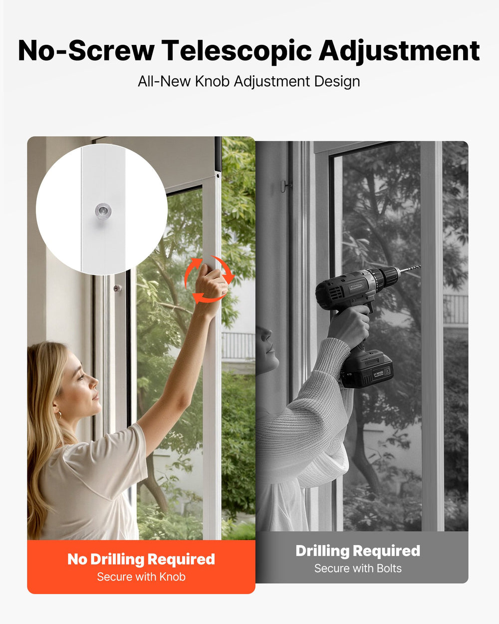 VEVOR Dog Door for Sliding Glass Door, 91 to 96 in Adjustable Height, Aluminum Alloy Frame with Metal Rotating Hinges, Lock Design, 10 1/4 x 16 1/4 in Flap, Sliding Glass Pet Door for Renters