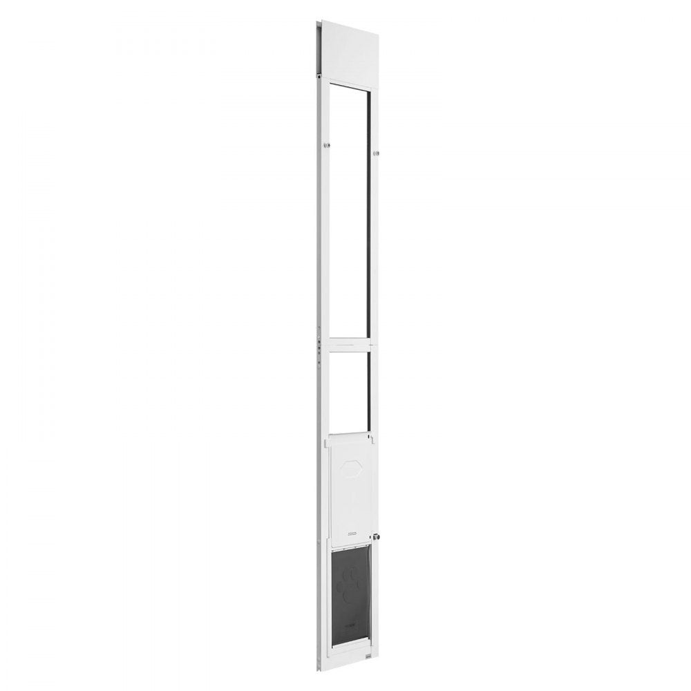 VEVOR Dog Door for Sliding Glass Door, 75 7/8" to 80 11/16" Adjustable Height, Aluminum Alloy Frame with Flap, Rotating Hinge, Lock Design, for Medium-Sized Dogs, Sliding Glass Pet Doors for Renters
