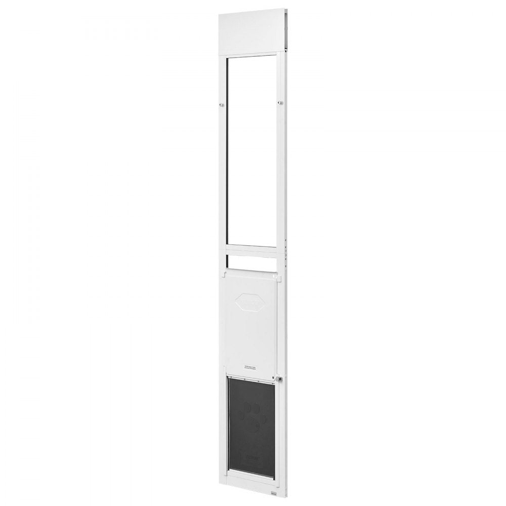 VEVOR Dog Door for Sliding Glass Door, 75 7/8" to 80 11/16" Adjustable Height, Aluminum Alloy Frame with Flap and Rotating Hinge, Lock Design, for Large-Sized Dogs, Sliding Glass Pet Doors for Renters