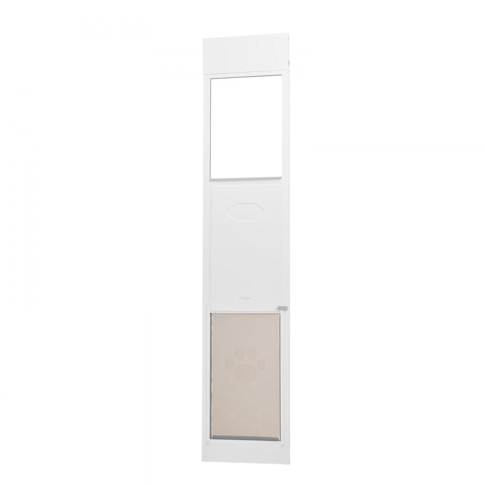 VEVOR Dog Door for Sliding Glass Door, 75 7/8"-80 11/16" Adjustable Height Doggy Door for Sliding Doors, Aluminum Frame Tempered Glass Pet Door with Hinge Structure Flap and Lock for Large-Sized Dogs