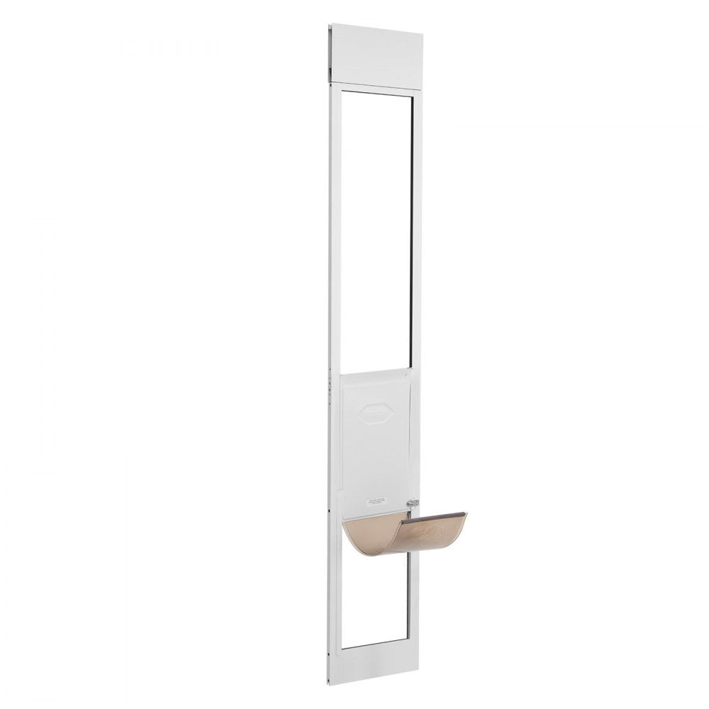 VEVOR Dog Door for Sliding Glass Door, 75 7/8"-80 11/16" Adjustable Height Doggy Door for Sliding Doors, Aluminum Frame Tempered Glass Pet Door with Hinge Structure Flap and Lock for Medium-Sized Dogs