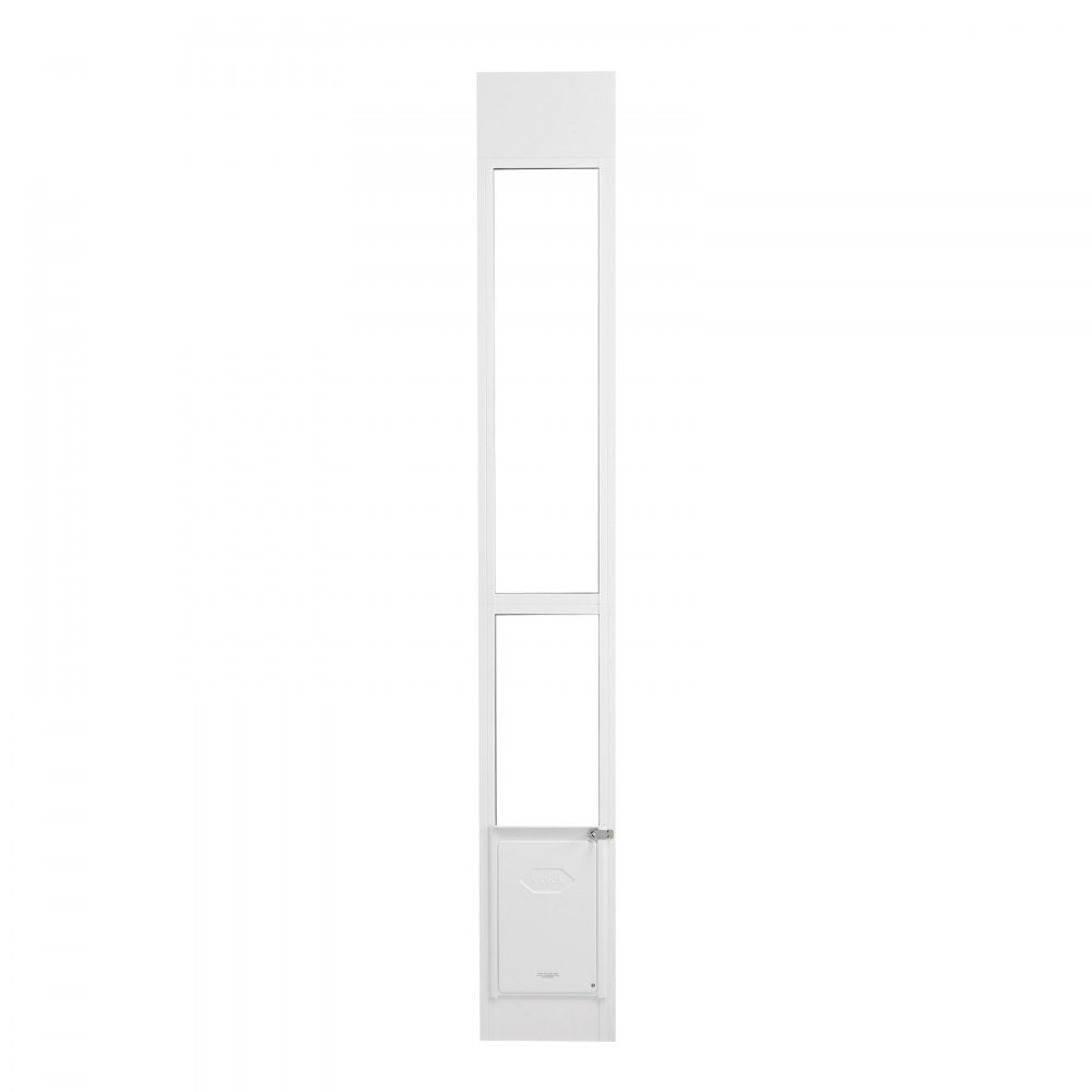 VEVOR Dog Door for Sliding Glass Door, 75 7/8"-80 11/16" Adjustable Height Doggy Door for Sliding Doors, Aluminum Frame Tempered Glass Pet Door with Hinge Structure Flap and Lock for Small-Sized Dogs