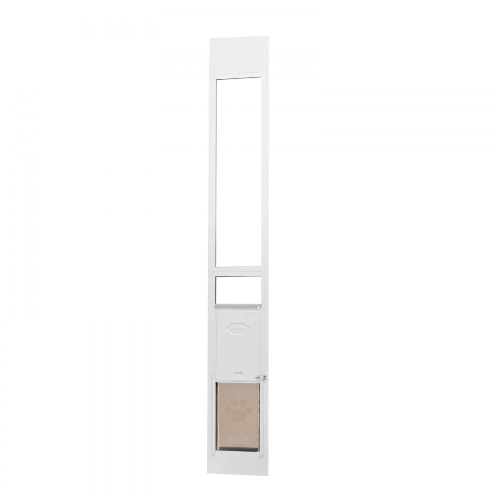 VEVOR Dog Door for Sliding Glass Door, 75 7/8"-80 11/16" Adjustable Height Doggy Door for Sliding Doors, Aluminum Frame Tempered Glass Pet Door with Hinge Structure Flap and Lock for Small-Sized Dogs