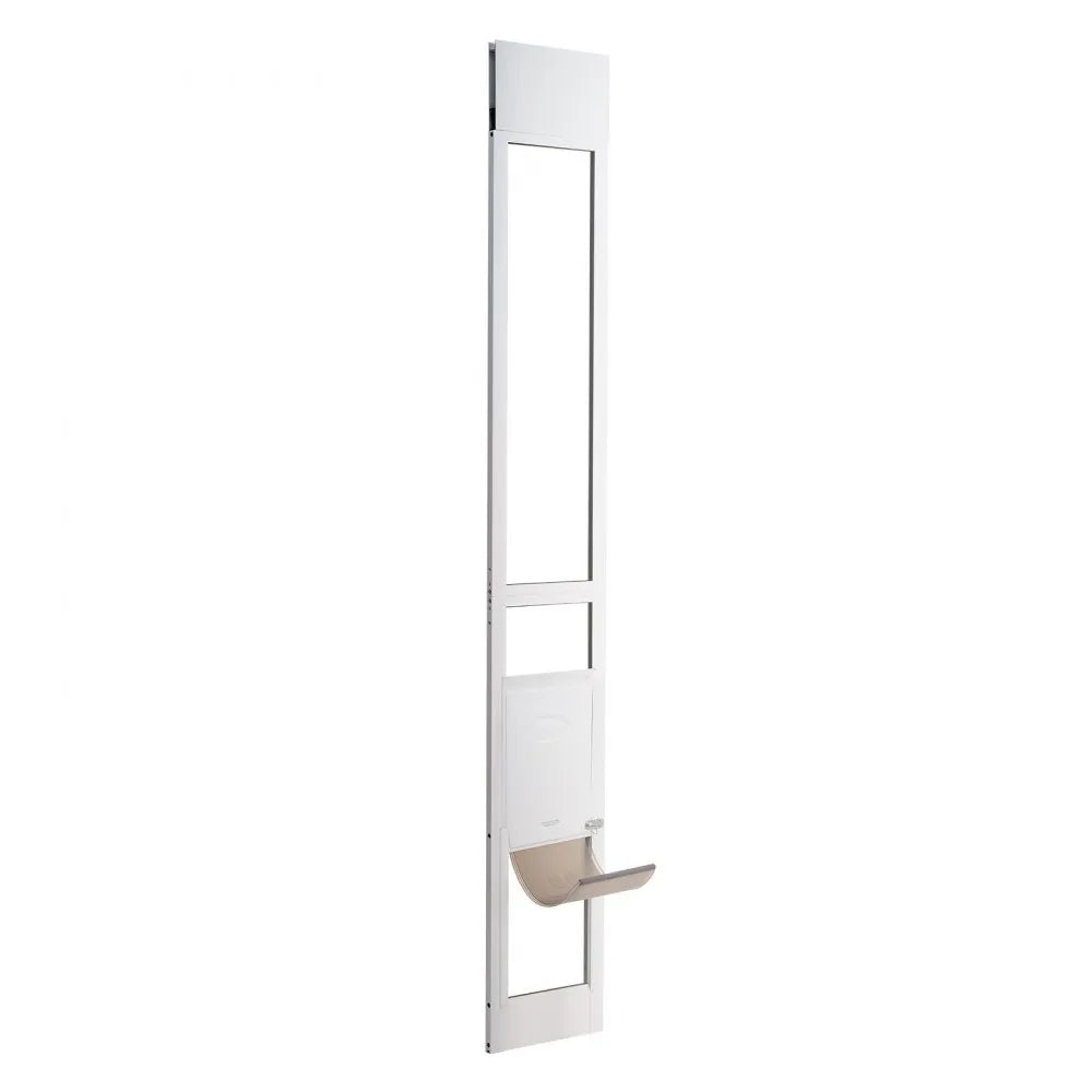 VEVOR Dog Door for Sliding Glass Door, 75 7/8"-80 11/16" Adjustable Height Doggy Door for Sliding Doors, Aluminum Frame Tempered Glass Pet Door with Hinge Structure Flap and Lock for Small-Sized Dogs