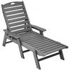 VEVOR Chaise Lounge Chair, 400 lbs Weight Capacity, 6 Positions Adjustable Patio Lounge Chair, Outdoor HDPE Lounge Chair with Backrest & Cup Holder, for Pool Poolside Deck Backyard Lawn, Gray