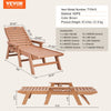 VEVOR Chaise Lounge Chair, 400 lbs Weight Capacity, 6 Positions Adjustable Patio Lounge Chair, Outdoor HDPE Lounge Chair with Backrest & Cup Holder, for Pool Poolside Deck Backyard Lawn, Brown