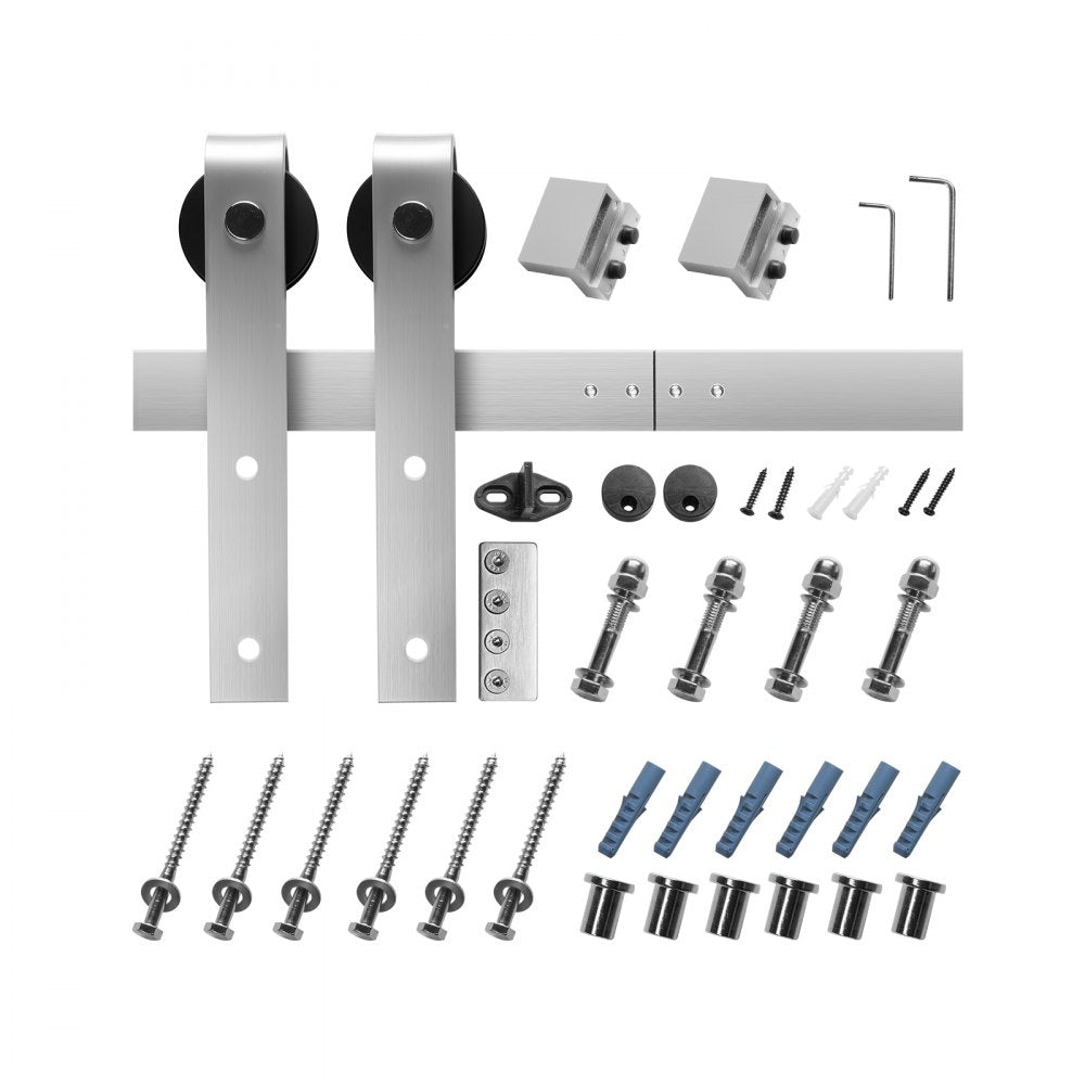 VEVOR 8FT Sliding Barn Door Hardware Kit, 330 LBS Weight Capacity, Compatible with 42 to 48 Inches Width & 1-3/8 to 1-3/4 Inches Thickness Single Sliding Barn Door, Durable Track & J-shape Roller