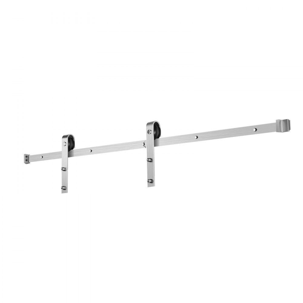VEVOR 5FT Sliding Barn Door Hardware Kit, 330 LBS Weight Capacity, Compatible with 30 Inches Max Width & 1-3/8 to 1-3/4 Inches Thickness Single Sliding Barn Door, Durable Track & J-shape Roller Silver