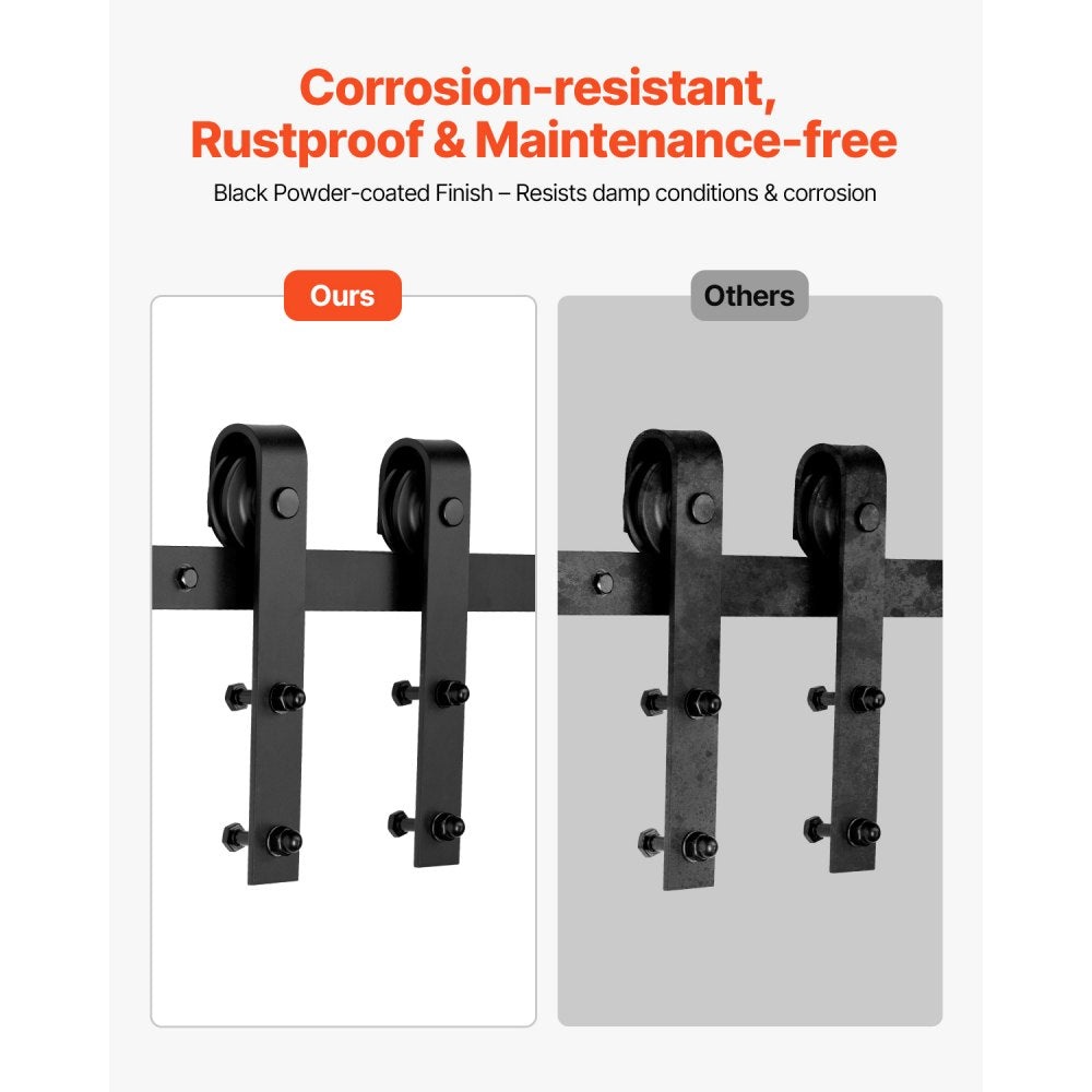 VEVOR 6.6FT Sliding Barn Door Hardware Kit, 330 LBS Weight Capacity, Compatible with 36-40 Inches Width & 1-3/8 to 1-3/4 Inches Thickness Single Sliding Barn Door, Durable Track & J-shape Roller Black