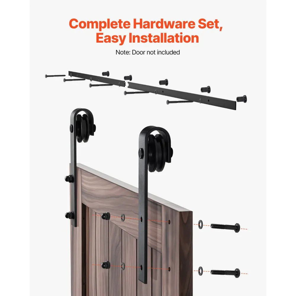 VEVOR 6.6FT Sliding Barn Door Hardware Kit, 330 LBS Weight Capacity, Compatible with 36-40 Inches Width & 1-3/8 to 1-3/4 Inches Thickness Single Sliding Barn Door, Durable Track & J-shape Roller Black