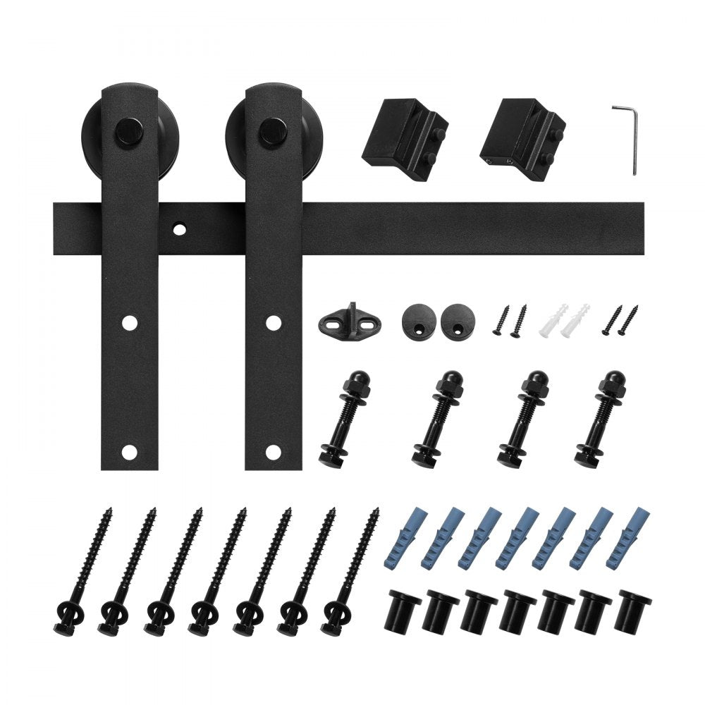 VEVOR 10FT Sliding Barn Door Hardware Kit, 330 LBS Weight Capacity, Compatible with 60 Inches Max Width & 1-3/8 to 1-3/4 Inches Thickness Single Sliding Barn Door, Durable Track & I-shape Roller,Black