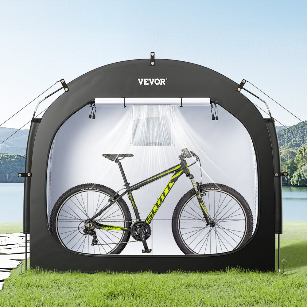 VEVOR Bike Storage Tent, 1 to 2 Bikes, Outdoor Spacious Bike Storage Tent with Ventilated Window, Waterproof Easy-to-Install Bike Tent with High Strength Fiberglass & Dual Zippers, Fit for Bicycle