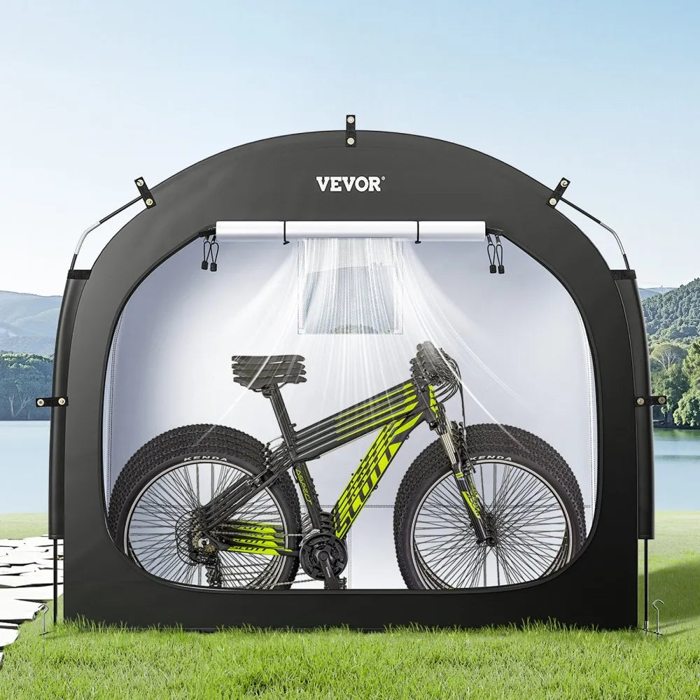 VEVOR Bike Storage Tent, 4 to 5 Bikes, Outdoor Spacious Bike Storage Tent with Ventilated Window, Waterproof Easy-to-Install Bike Tent with High Strength Fiberglass & Dual Zippers, Fit for Bicycle