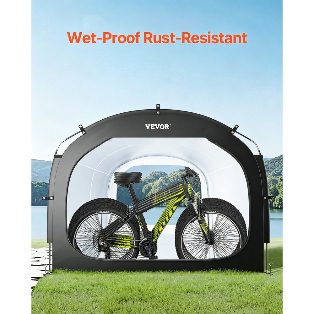 VEVOR Bike Storage Tent, 5 Bikes, Outdoor Spacious Bike Storage Tent with Ventilated Window, Waterproof Easy-to-Install Bike Tent with High Strength Fiberglass & Dual Zippers, Fit for Bicycle