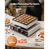 VEVOR Mini Pancake Maker, 25PCS 43mm Diameter Dutch Muffin Waffle Baker, Non-stick Stainless Steel Poffertjes Grill, Commercial Electric Dorayaki Machine, Temp & Time Control, Home Kitchen Restaurant