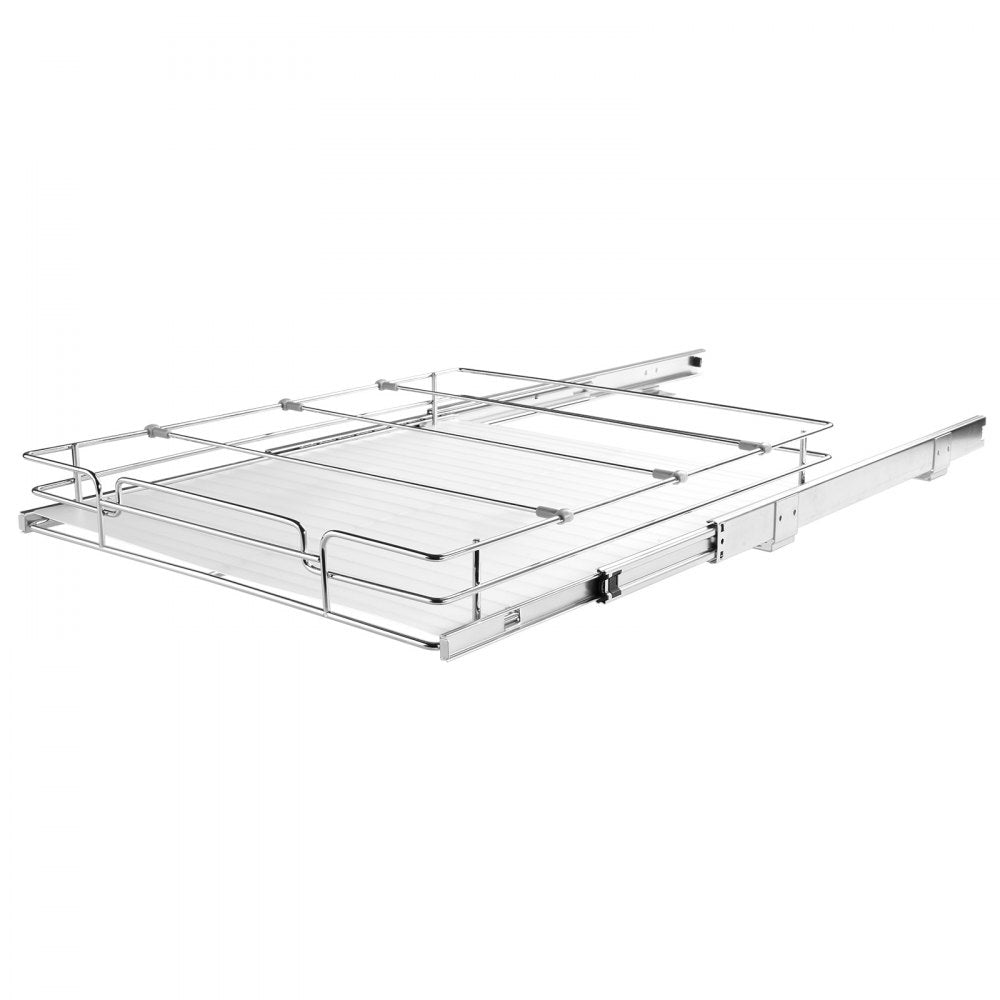 VEVOR 15.5"Wx21"Dx3.5"H Pull Out Cabinet Organizer, Heavy Duty Slide Out Pantry Shelves, Steel Roll Out Drawers, Sliding Drawer Storage for Home Under Sink, 17"Wx22"Dx7"H Install Size for Cabinet