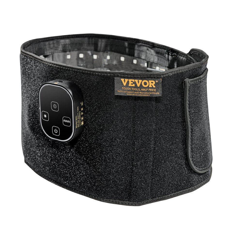 VEVOR Red Light Therapy for Waist, 660nm & 850nm Red Light Therapy Wrap Belt with Timer, 105 LEDs, 3-Level Vibration & 3 Intensities, Cordless Light Therapy Pad Device for Shoulder Knee Pain Relief