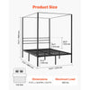VEVOR Full Size Canopy Bed Frame, Metal Canopy Bed with Four Posters Design, Heavy Duty Steel Slats Support, Underbed Storage Space, No Box Spring Needed, Easy Assembly, Black