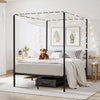 VEVOR Full Size Canopy Bed Frame, Metal Canopy Bed with Four Posters Design, Heavy Duty Steel Slats Support, Underbed Storage Space, No Box Spring Needed, Easy Assembly, Black