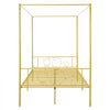 VEVOR Full Size Canopy Bed Frame, Metal Canopy Bed with Minimalist Headboard & Four Posters Design, Heavy Duty Steel Slats Support, Underbed Storage Space, No Box Spring Needed, Easy Assembly, Gold
