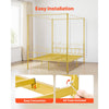 VEVOR Queen Size Canopy Bed Frame, Metal Canopy Bed with Minimalist Headboard & Four Posters Design, Heavy Duty Steel Slats Support, Underbed Storage Space, No Box Spring Needed, Easy Assembly, Gold