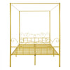 VEVOR Queen Size Canopy Bed Frame, Metal Canopy Bed with Minimalist Headboard & Four Posters Design, Heavy Duty Steel Slats Support, Underbed Storage Space, No Box Spring Needed, Easy Assembly, Gold