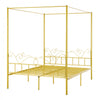 VEVOR Queen Size Canopy Bed Frame, Metal Canopy Bed with Minimalist Headboard & Four Posters Design, Heavy Duty Steel Slats Support, Underbed Storage Space, No Box Spring Needed, Easy Assembly, Gold