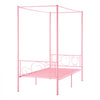 VEVOR Twin Size Canopy Bed Frame, Metal Canopy Bed with Minimalist Headboard & Four Posters Design, Heavy Duty Steel Slats Support, Underbed Storage Space, No Box Spring Needed, Easy Assembly, Pink