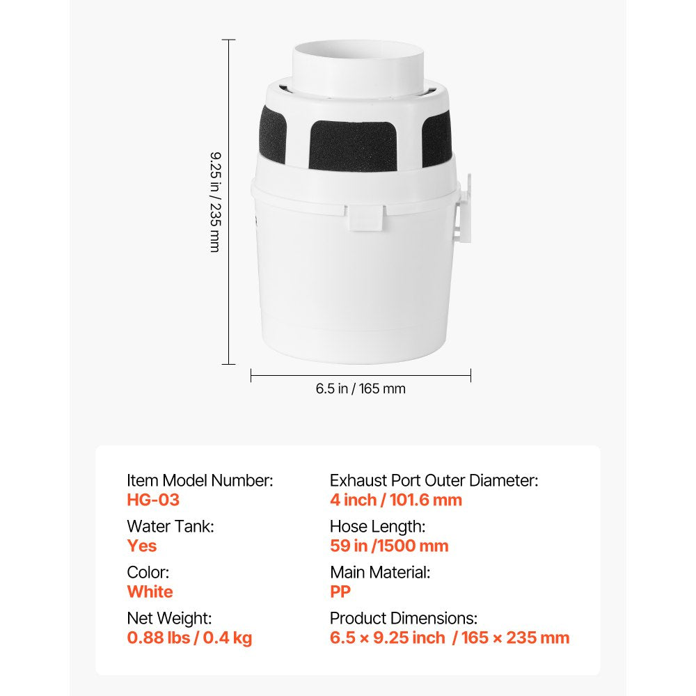 VEVOR 3-in-1 Indoor Dryer Vent Kit, with Bucket for Electric Dryer with 4-Inch by 5-Feet Extendable Exhaust Hose, Premium Quality & Light Weight & No Extra Accessories Required for Apartments, RVs