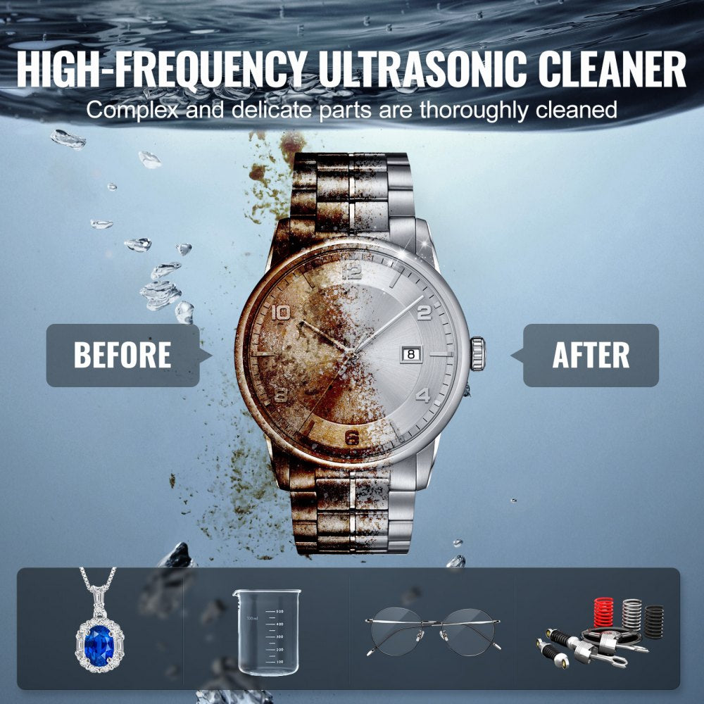 VEVOR 10L Ultra Sonic Cleaner, 240W Digital Ultrasonic Cleaning Machine with Gentle Mode & Upgraded Degassing, 40kHz Industrial Ultrasound Cleaner with Heater & Timer for Retainer, Jewelry, Tools