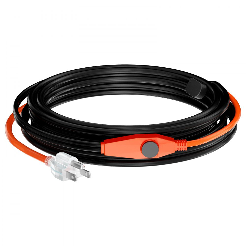 VEVOR Pipe Heating Cable, 24FT 7W/FT Heat Tape for Pipes with Built-in Thermostat, Water Pipe Heat Cable Protects PVC Hose, Metal and Plastic Pipe from Freezing
