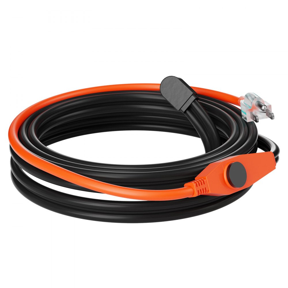 VEVOR Pipe Heating Cable, 12FT 7W/FT Heat Tape for Pipes with Built-in Thermostat, Water Pipe Heat Cable Protects PVC Hose, Metal and Plastic Pipe from Freezing