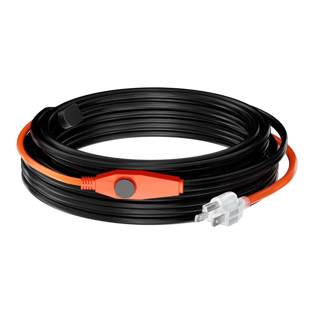 VEVOR Pipe Heating Cable, 30FT 7W/FT Heat Tape for Pipes with Built-in Thermostat, Water Pipe Heat Cable Protects PVC Hose, Metal and Plastic Pipe from Freezing