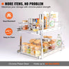 VEVOR 2 Tier 14"Wx21"Dx15"H Pull Out Cabinet Organizer, Heavy Duty Slide Out Pantry Shelves, Steel Roll Out Drawers, Sliding Drawer Storage for Home, 15.5"Wx22"Dx18"H Install Size for Cabinet