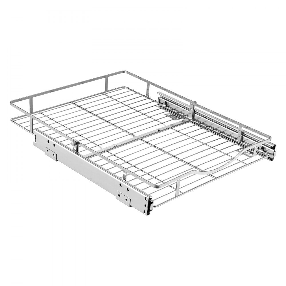 VEVOR Pull Out Cabinet Organizer 16.93"W x 21.06"D Steel Slide Out Drawers, for Kitchen Bathroom Pantry Home Organization, Chrome-Plated Finish, Heavy Duty Storage Sliding Shelves for Base Cabinets