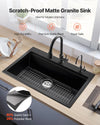 Scratch-proof matte granite sink in kitchen setting (black)