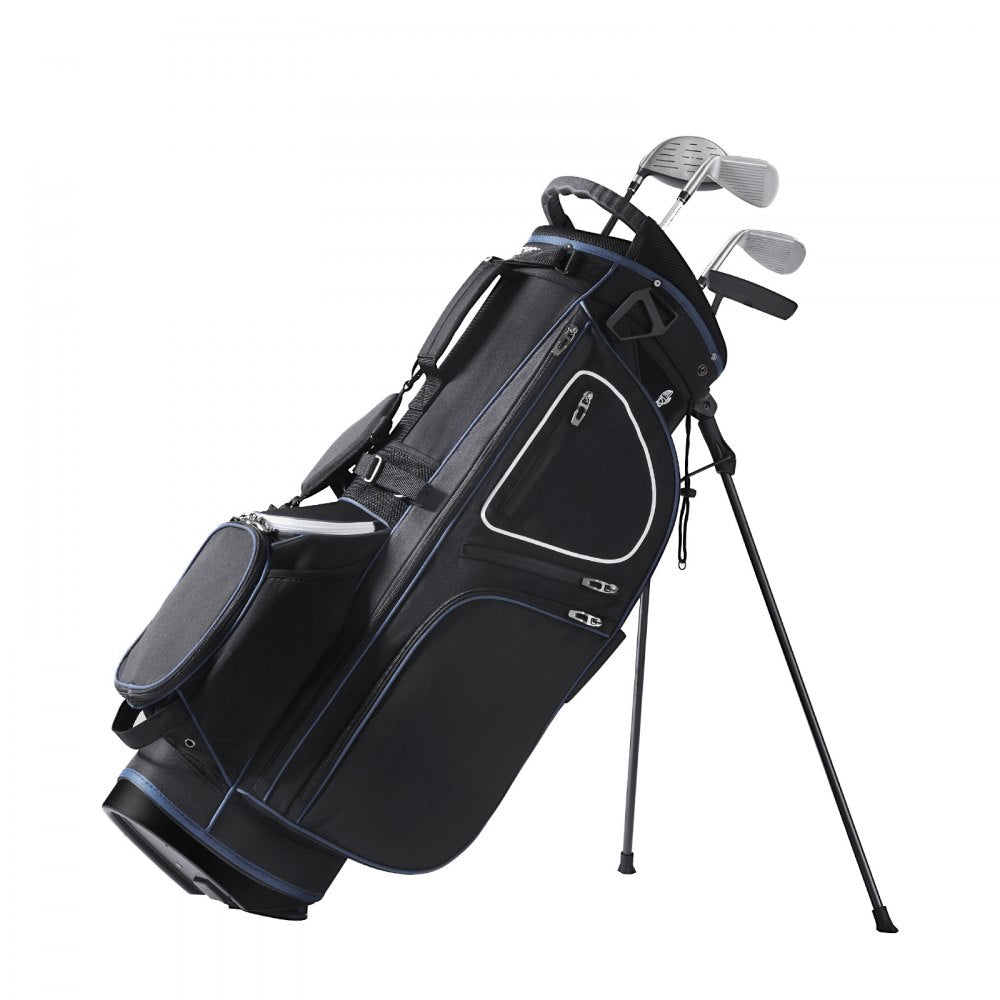 VEVOR Golf Cart Bag with 14 Way Organizer Divider Top, 35” 11 Pockets Premium Cart Bag with Stand, Durable Golf Bags with Handles & Dust Cover & Detachable Dual Strap for Men & Women, Black White