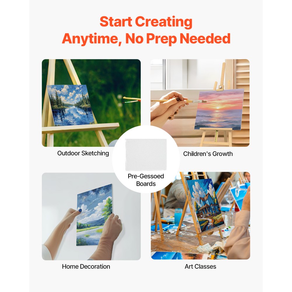 VEVOR Canvas Boards for Painting, 8 x 10 Inch White Canvases for Painting, 72 Pack Painting Canvas Panels for Sketching, Acrylic and Oil Painting, Watercolor, Paint Canvas for Kids and Professionals