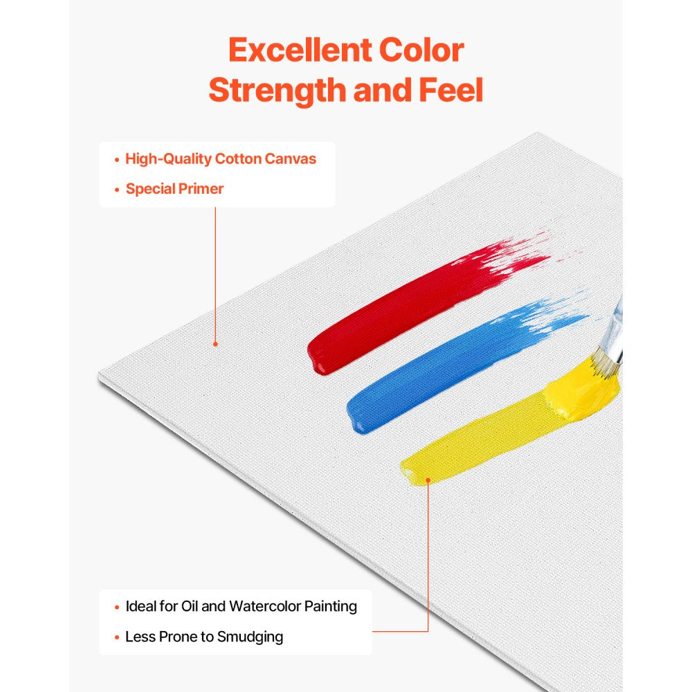 VEVOR Canvas Boards for Painting, 9 x 12 Inch White Canvases for Painting, 24 Pack Painting Canvas Panels for Sketching, Acrylic and Oil Painting, Watercolor, Paint Canvas for Kids and Professionals